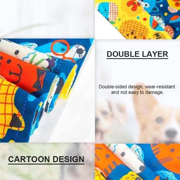 Cartoon Dog Printed Fabric Dog Bandana, (MEDIUM TO LARGE) / BRAND NEW - Picture 3 of 6